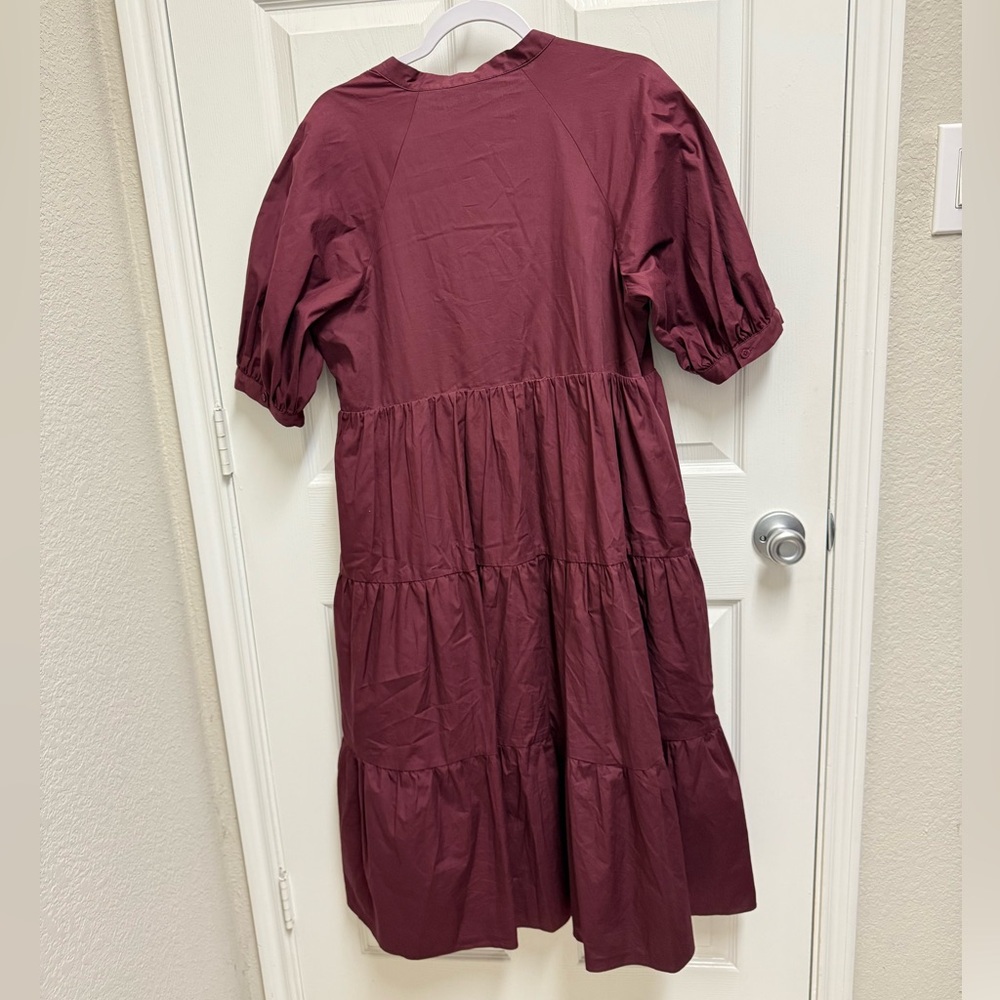 English Factory Tiered Burgundy Midi Dress - Picture 12 of 12